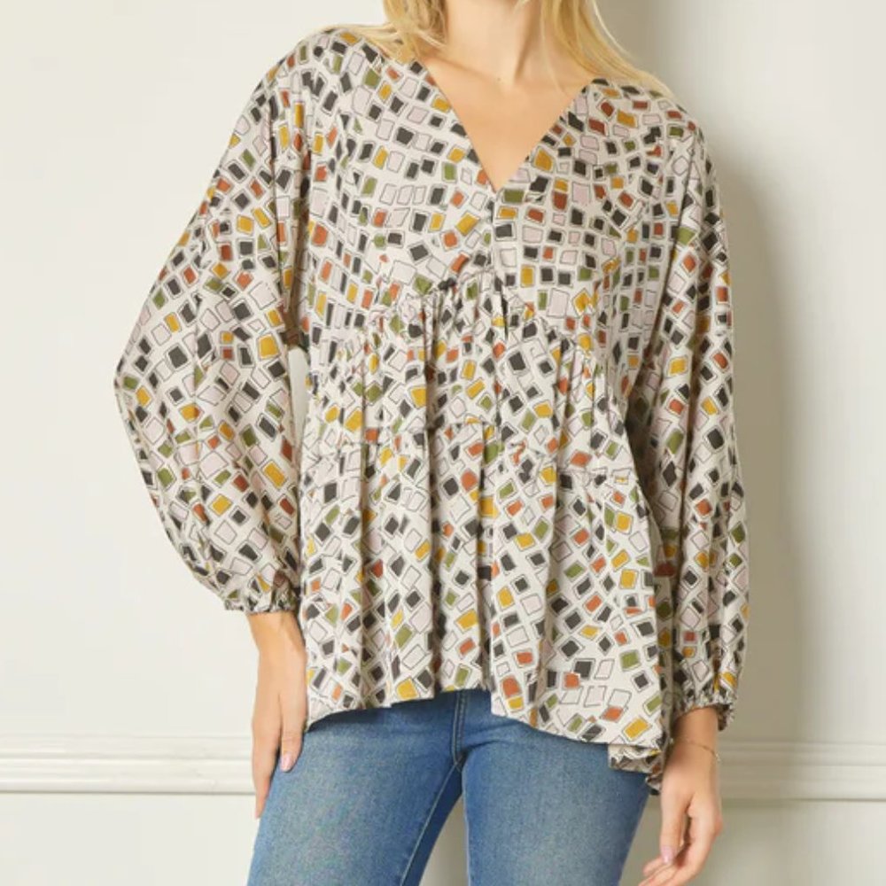 Brand New ENTRO SATIN PRINT TIE BACK TOP Size S